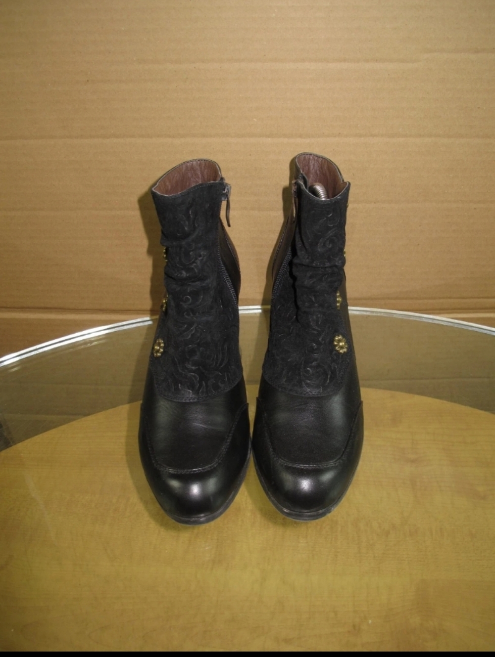 L'Artiste Victorian Ankle Boots Booties Black Leather Women's Size 8 - Picture 3 of 10